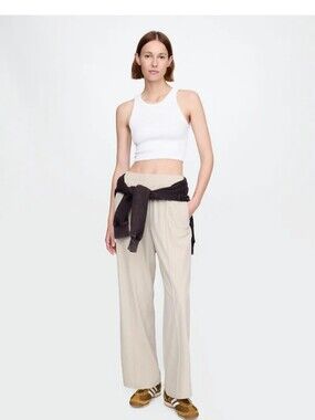 GapFit Tech High Rise Split-Hem Pants Women’s Large NWOT Beige Cream